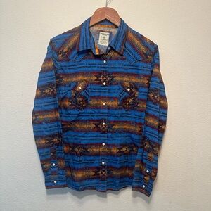 Men's Blue and Brown Patterned Jacket